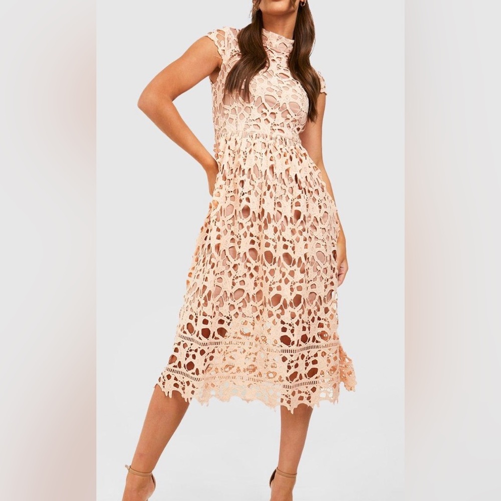 Nude Lace Midi Dress - Size 6 NWT